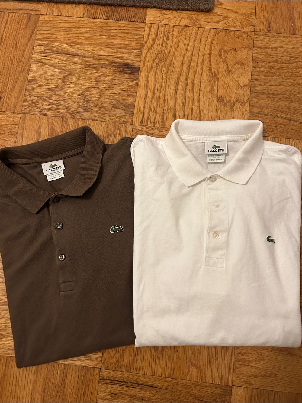 Lacoste Men’s Polo Pair - White and Brown Croc Logo